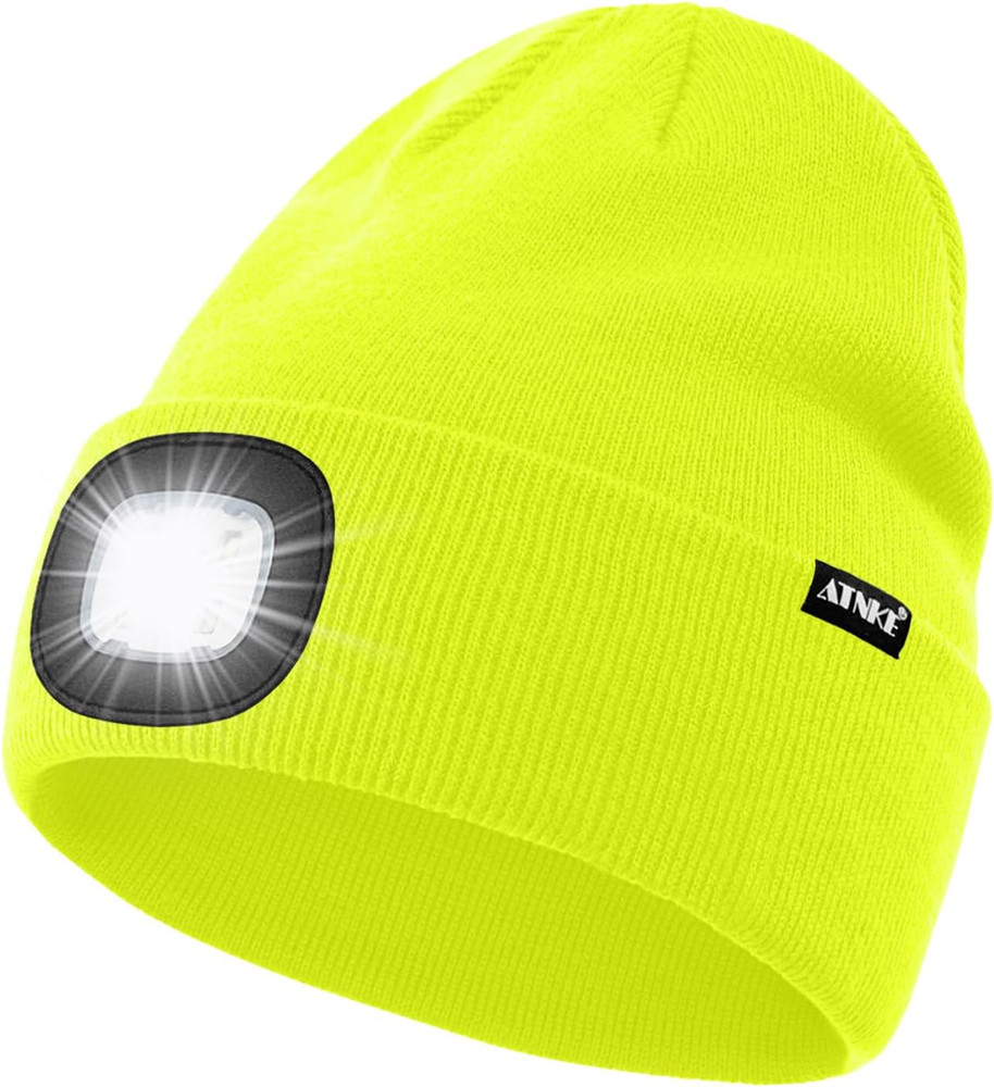 LED Lighted Beanie Hat,USB Rechargeable 4 LED Running Headlamp Bright Cap wit...