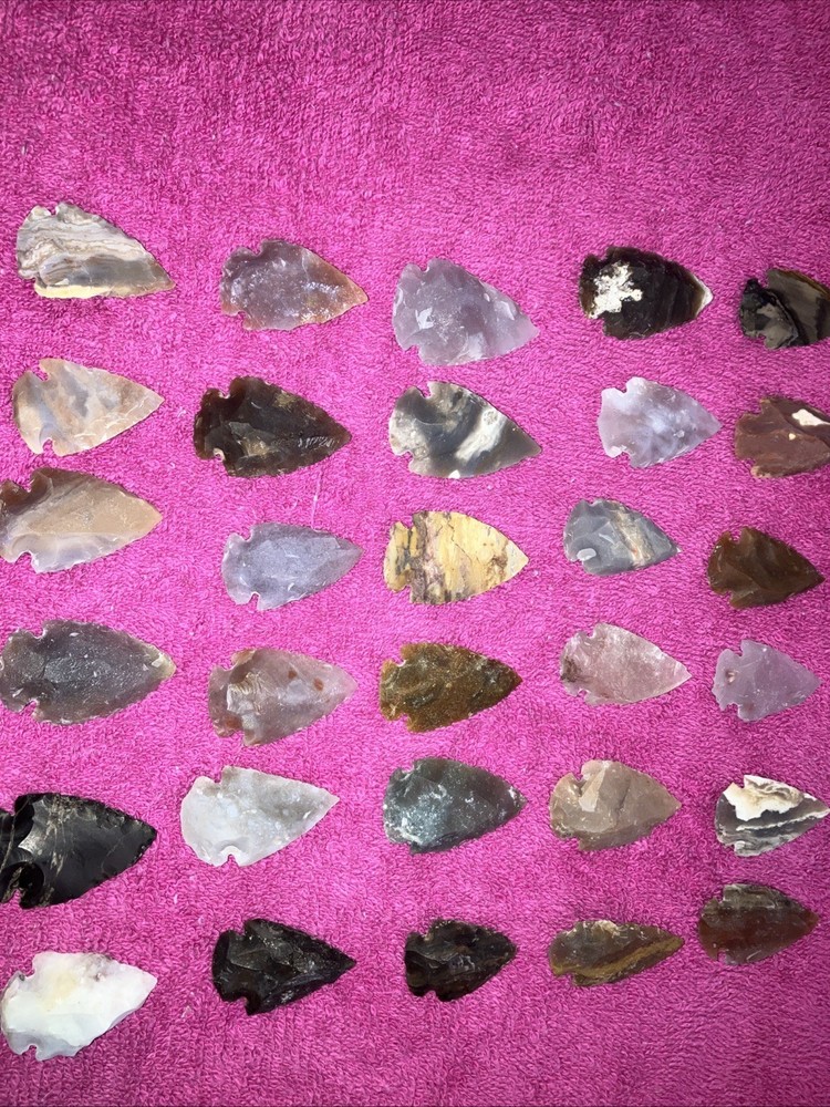 *** 25 PC Lot Flint Arrowhead OH Collection Project Spear Points Knife Blade ***
