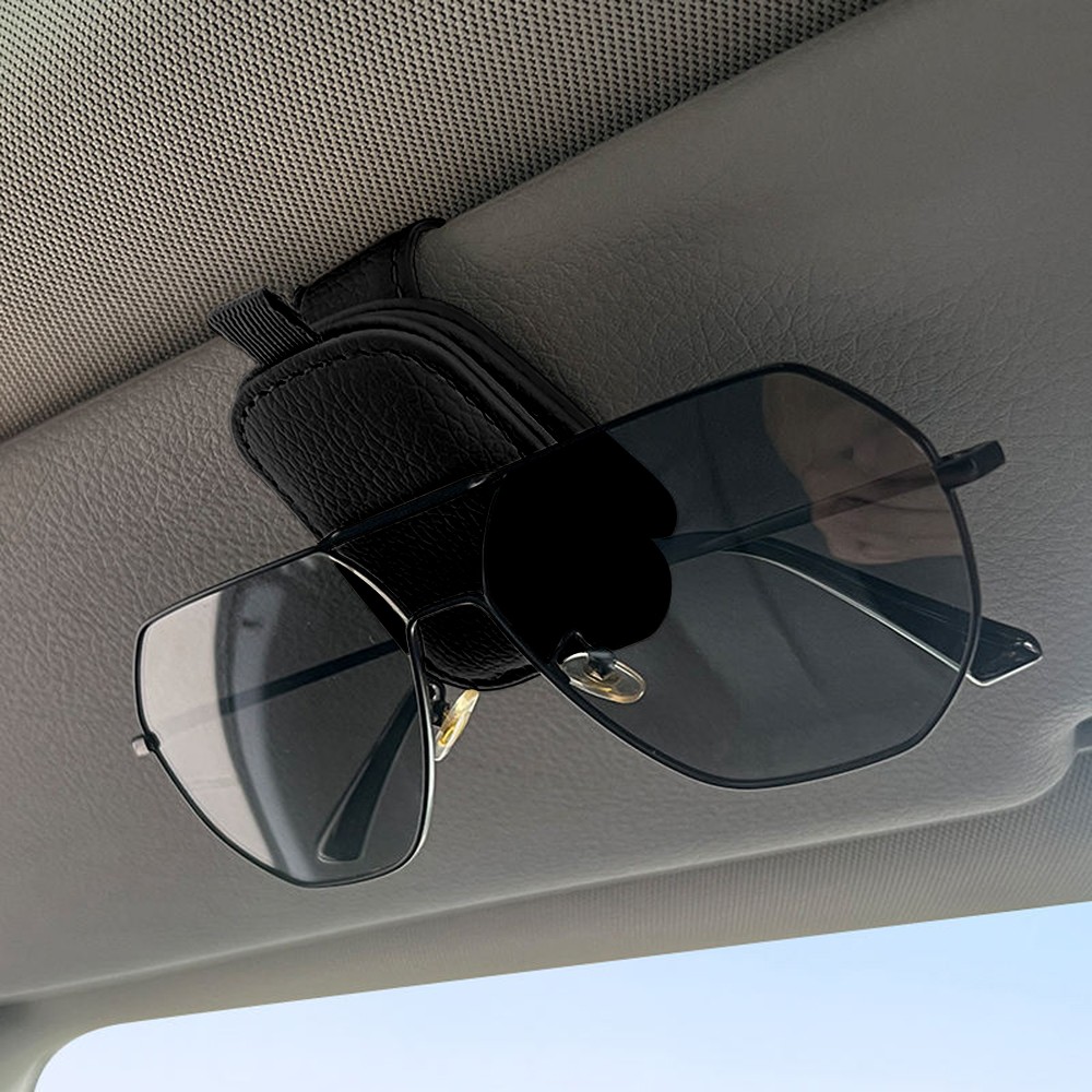 RAM 3500 Rectangle Black Leather Magnetic Sunglass Sun Visor Holder
