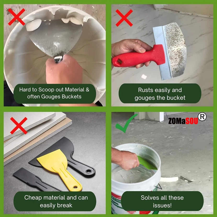 2pcs Curved Plastic Putty Knife Set Flexible Scraper Tools for Paint & Drywall