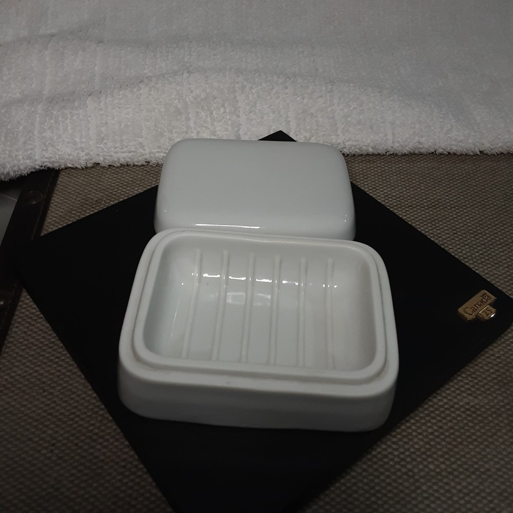 VTG Barber Rectangular Soap Dish/Lid. With Boar Bristtle Shave Brush-Taïwan ROC