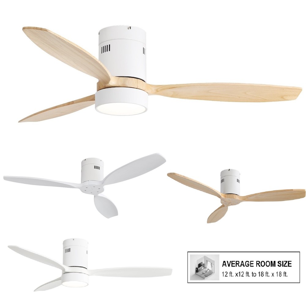 Modern Bedroom Ceiling Fan With Remote & Solid Wood Blades & Reversible DC Motor