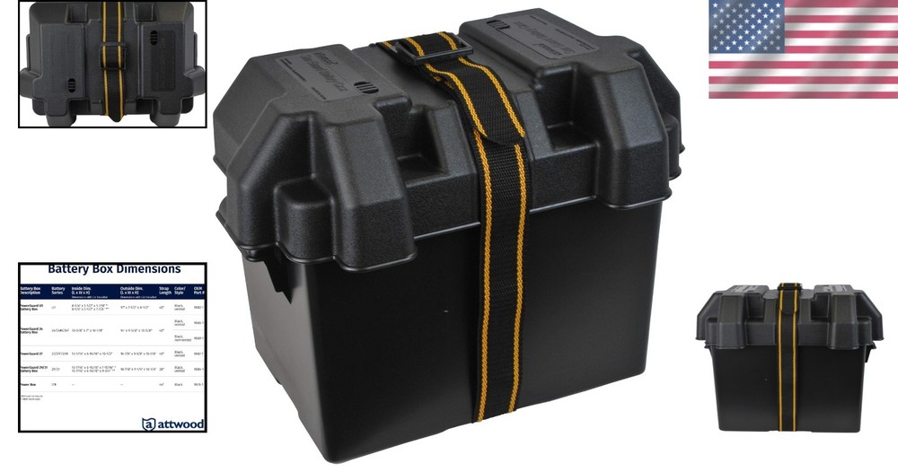 Heavy-Duty Marine Battery Box for Group 24 - Includes Strap & Mounting Hardware