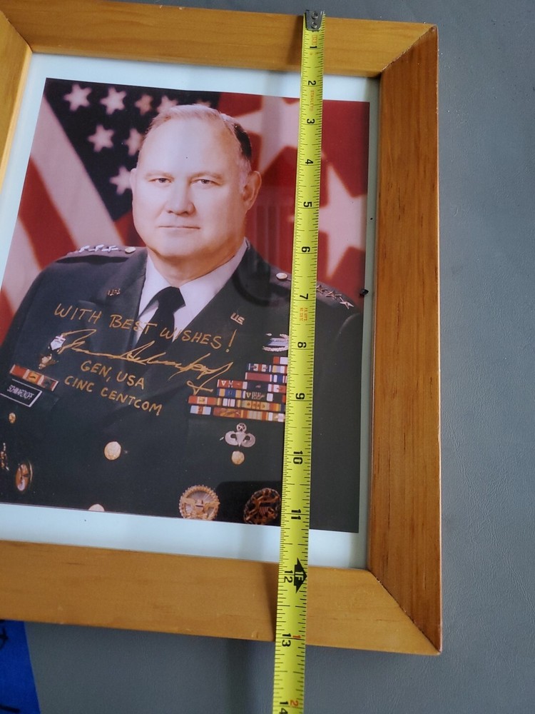RARE SIGNED! NORMAN SCHWARZKOPF SIGNED print - U.S. Army Framed.