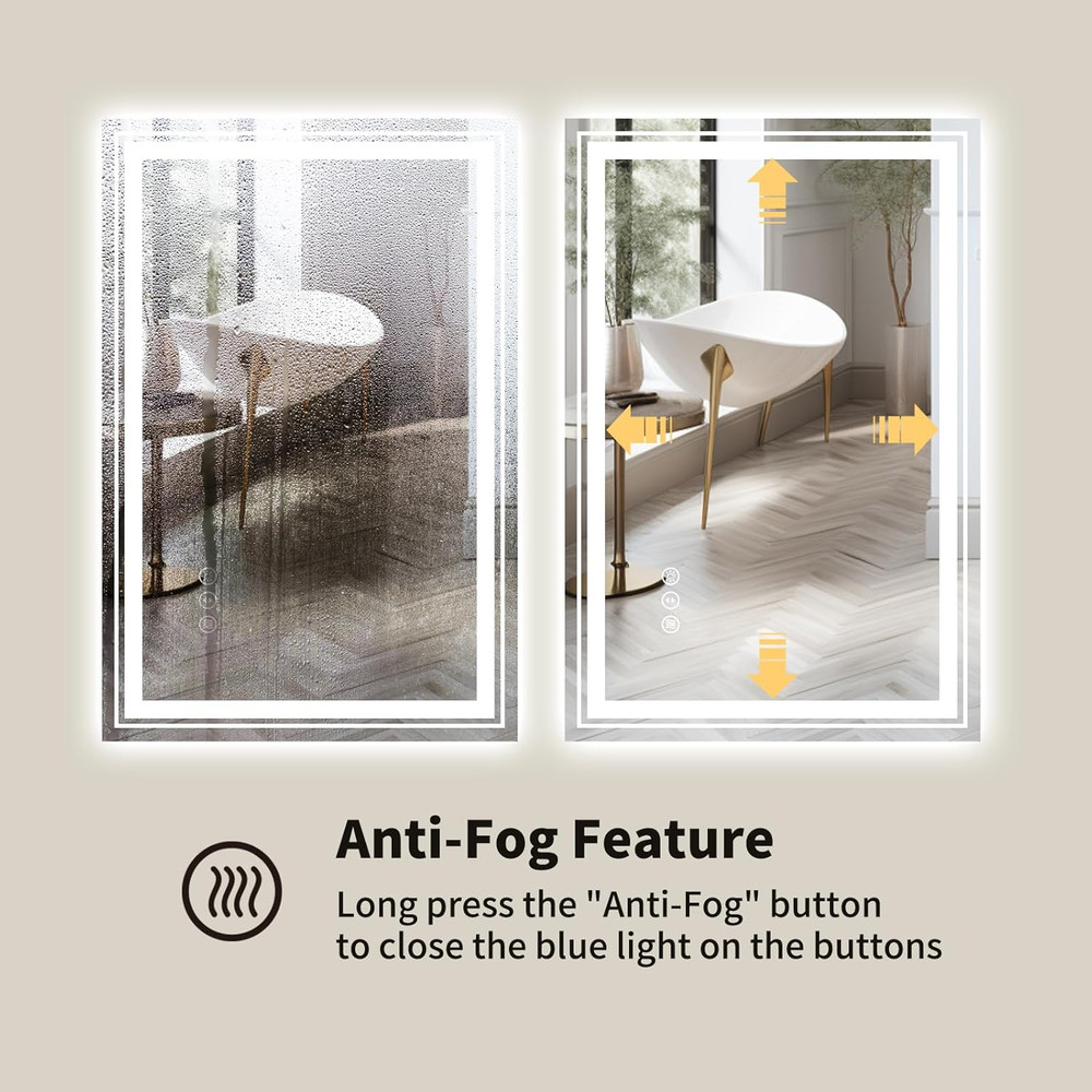 LED Bathroom Mirror with Backlit and Front Light,24"X32",Stepless Dimmable LED M