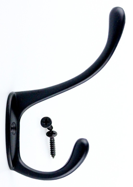 (12 Pack) 4-3/8" Shaker Simple Black Coat Hook