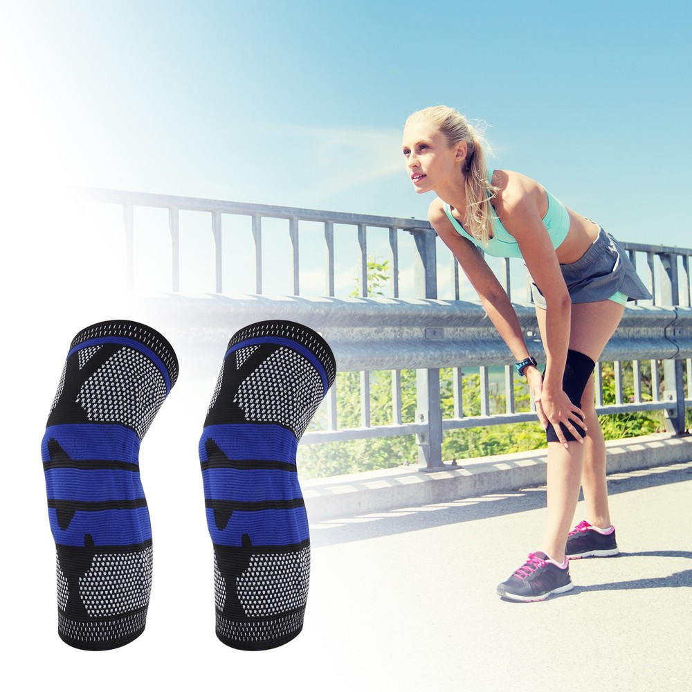 Horizontal Stripes Knee Pads Medium Black Blue 1 Pc