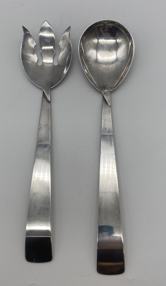 Three Crowns Silversmith Ingrid Silverplate Salad Serving Fork and Spoon Set