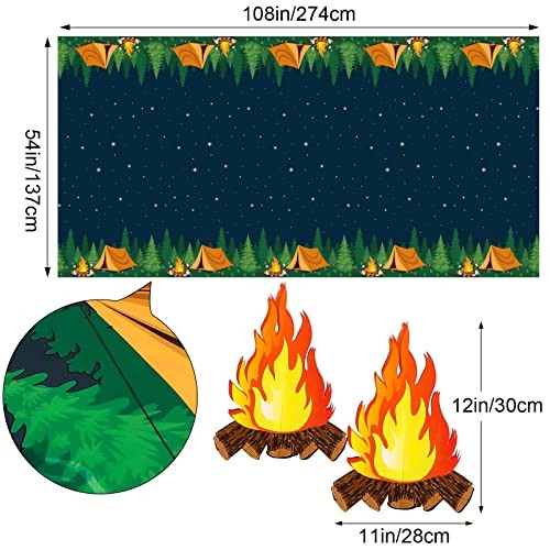 Camping Theme Tablecloth Set, Including 2 Pieces Hiking Camping Rectangle