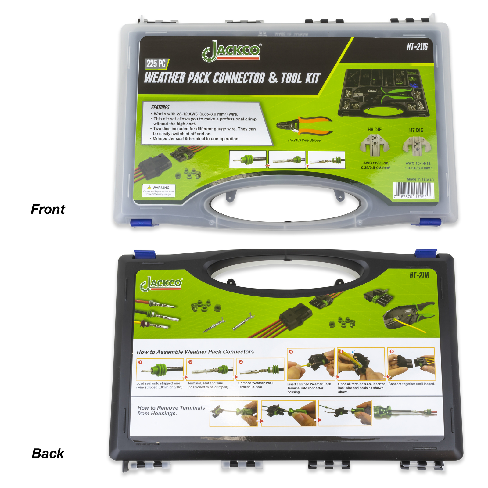 225pc Delphi Weather Pack Terminal Ratcheting Crimping Tool & Connector Kit
