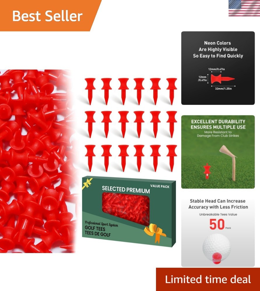 Golf Tees Step Down Plastic Unbreakable 50 Pack Reusable Bulk Professional He...