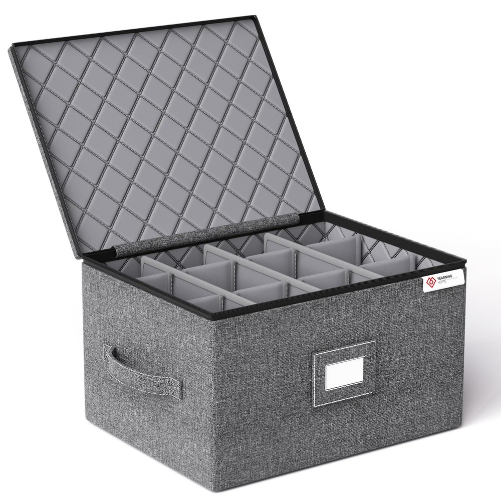 YearningHome Wine Glass Storage Box with Dividers,Hard Shell and Stackable...