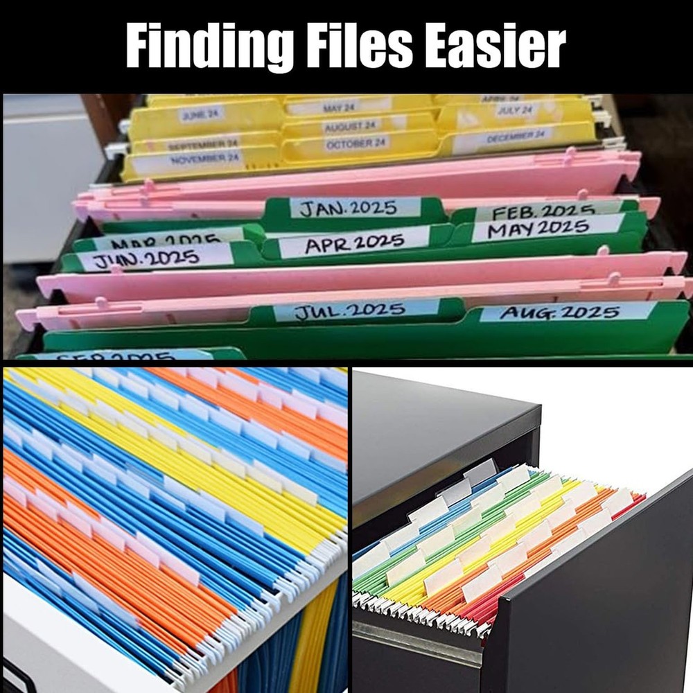 Hanging File Folder Tabs 60PCS Plastic Hanging Folder Labels and Inserts Clea...