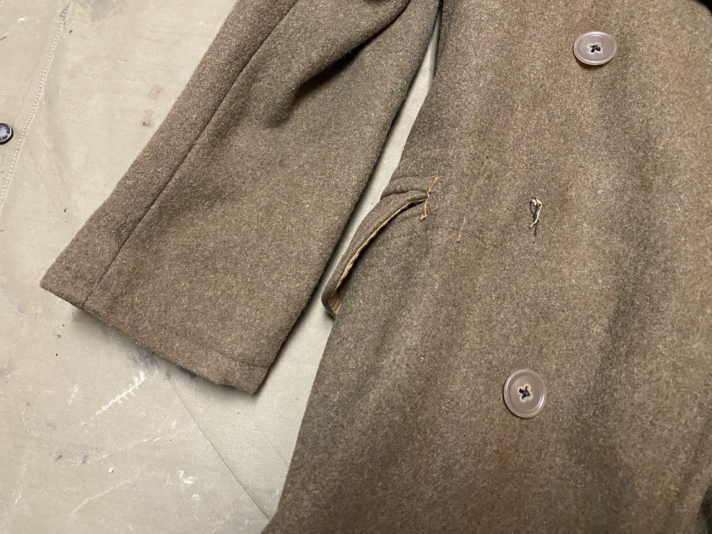 ORIGINAL WWII BRITISH MADE M1938 "CUT DOWN" OVERCOAT COAT-LARGE/XLARGE 46R