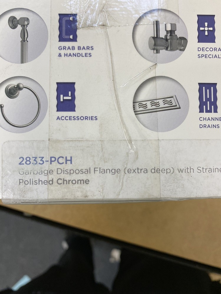 Jaclo 2833-PCH 4 1/2" Extra Deep Disposal Flange with Strainer, Chrome