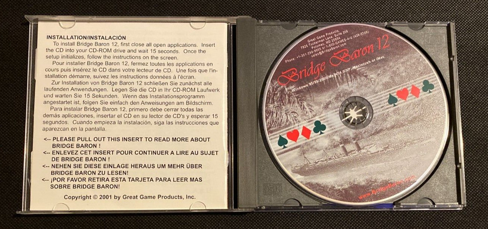 BRIDGE BARON 12 Video Game PC CD-ROM for computer 2001 Mac Windows 95 97 etc