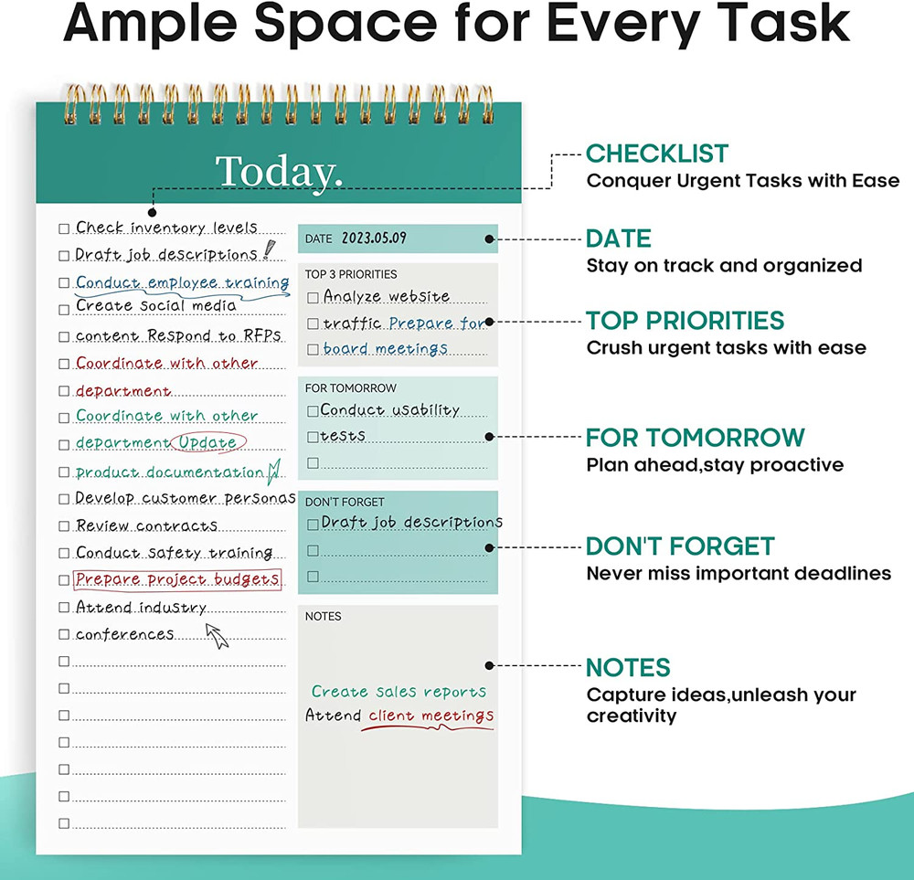 to Do List Notepad - to Do List Notebook for Work with 52 Sheets, 9.8" X 6.5", U