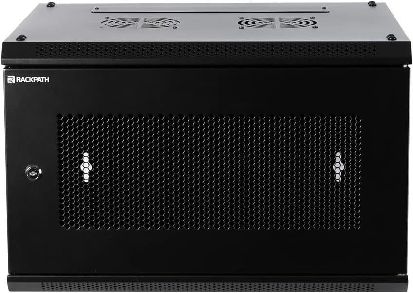 RackPath 6U Wall Mount Server Cabinet Network Rack Enclosure, Quiet Cooling Fan
