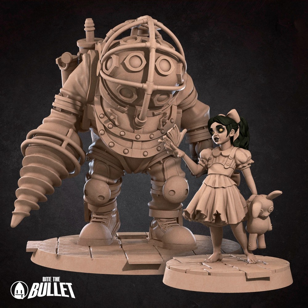 Underwater Duet Mr. Bubbles and Tiny Angel DnD Miniature D&D RPG Mini 3D Printed