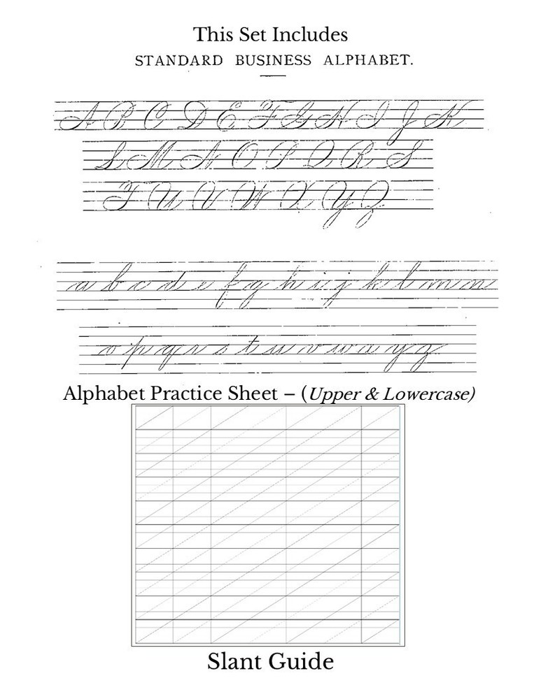 Calligraphy Practice Sheet Victorian Alphabet Upper Lowercase Writing Guide