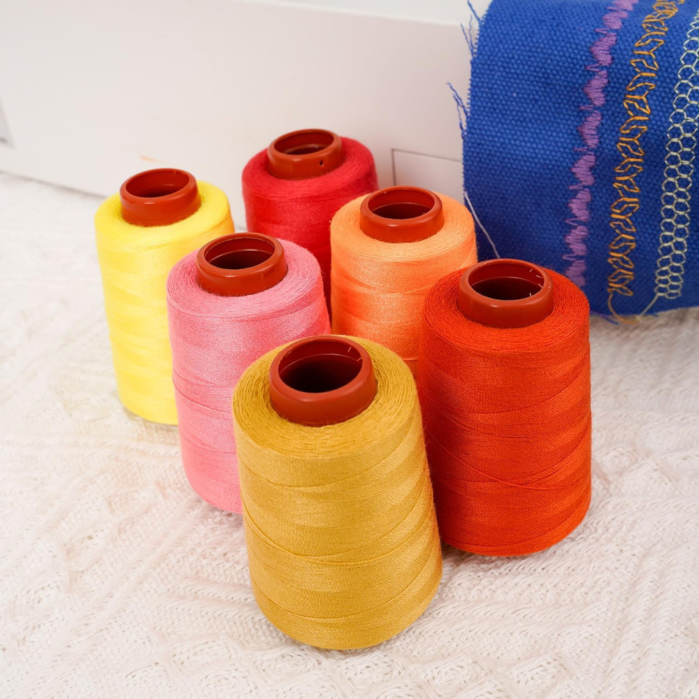 6 Pcs Sewing Thread, All Purpose Sewing Thread, 6 Spools Assorted Colors Each 80