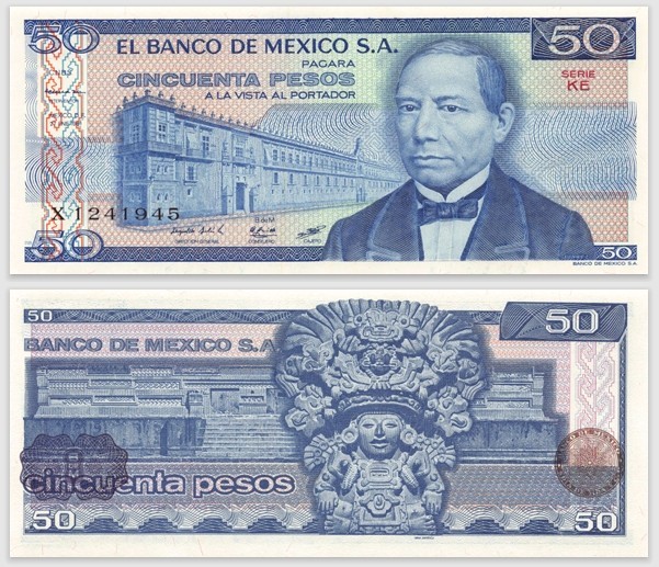 1981 Mexico 50 Pesos Banknote P-73 UNC