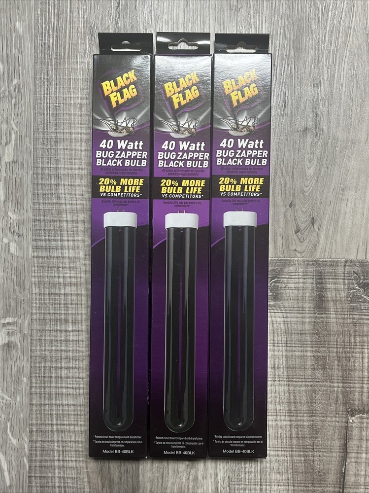 3 PK Black Flag 40 W Flying Bug Zapper Black Insect Killer Replacement Bulb