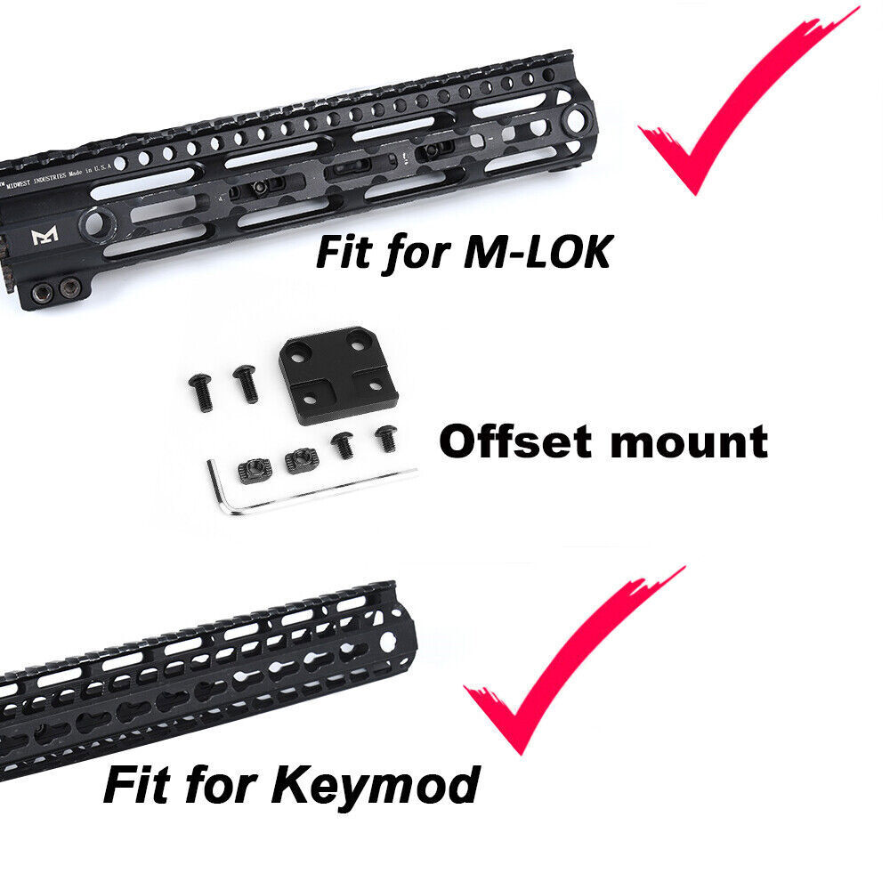 Tactical Hunting M300 M600 Flashlight MLok Keymod Offset CNC Mount Base Adapter