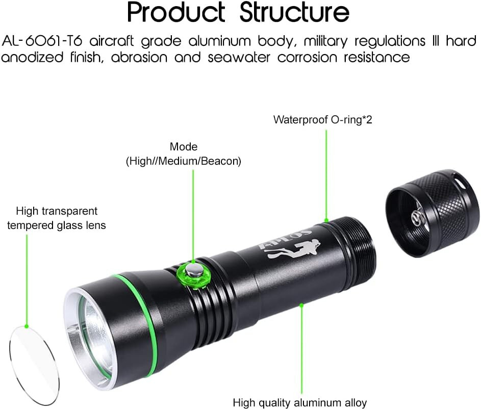 APLOS AP30 3000lm Diving Flashlight with 3 Modes