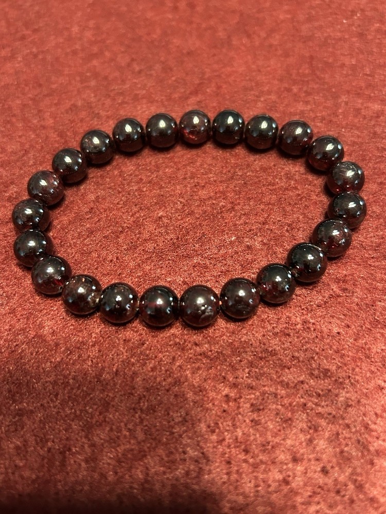 Garnet Bead 6.5” Stretchy Bracelet