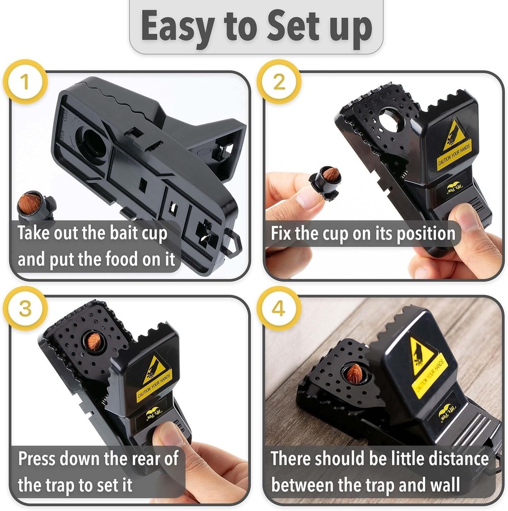 Odorless Mouse Snap Trap - 3 Pack for Quick and Effective Elimination