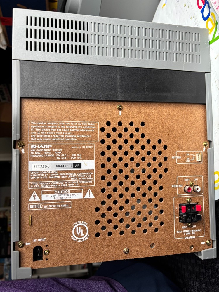 Sharp CD-BA150 Mini Component System with Pair CP-BA150 Speakers Tested CD Error