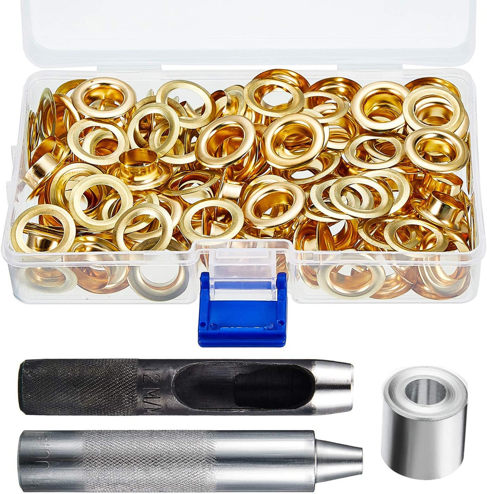 100 Sets Grommet Eyelets Tool Kit, Grommet Setting Tool and Eyelets with Setting