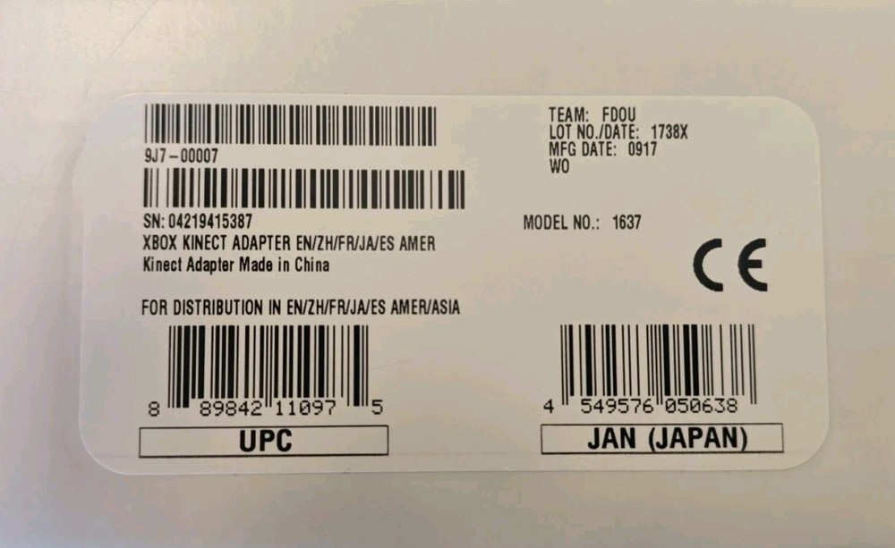 OEM Microsoft Xbox One Kinect Motion Sensor Camera Bar And Kinect Power Adapter