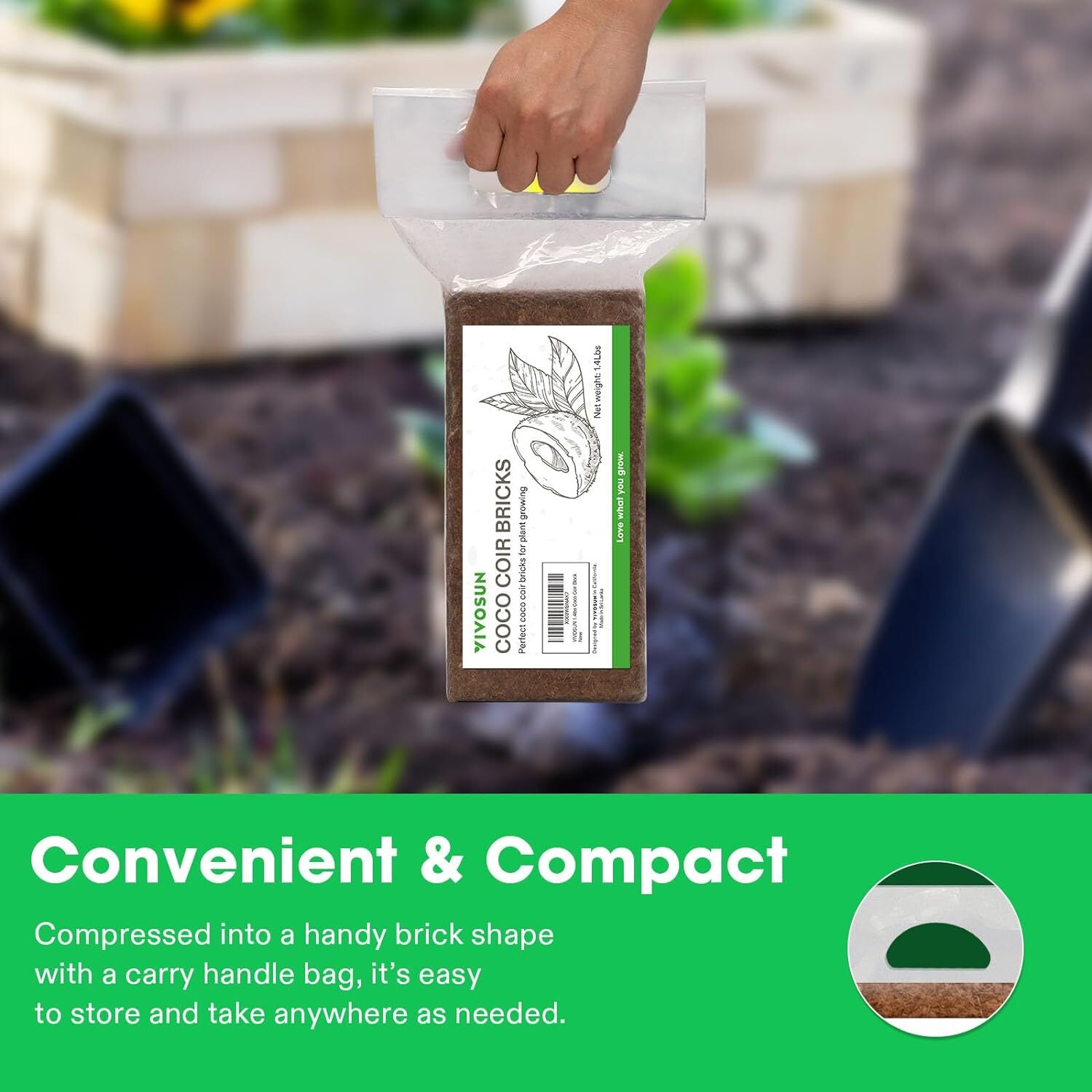 VIVOSUN Coco Coir Brick,100% Natural Organic Compressed Coconut Coir PH Balance