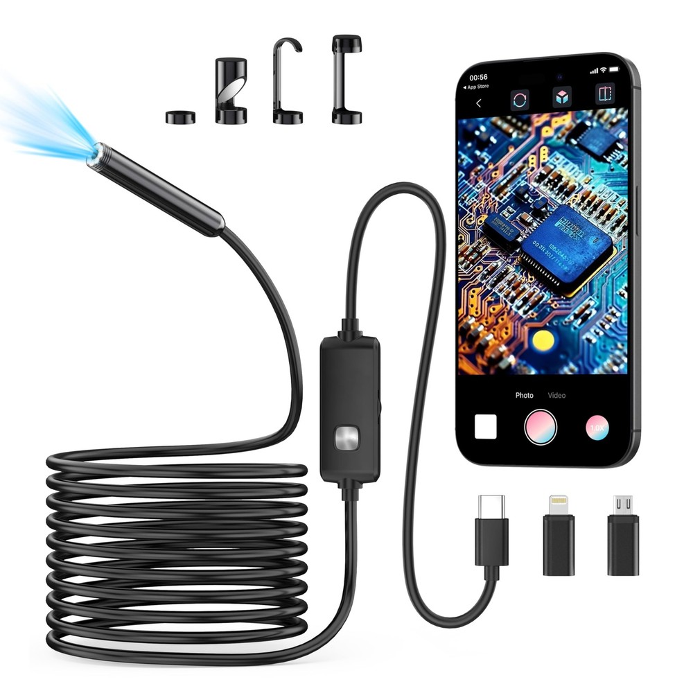 Endoscope Camera with Light,1920P HD Borescope 8 16.4 ft, black