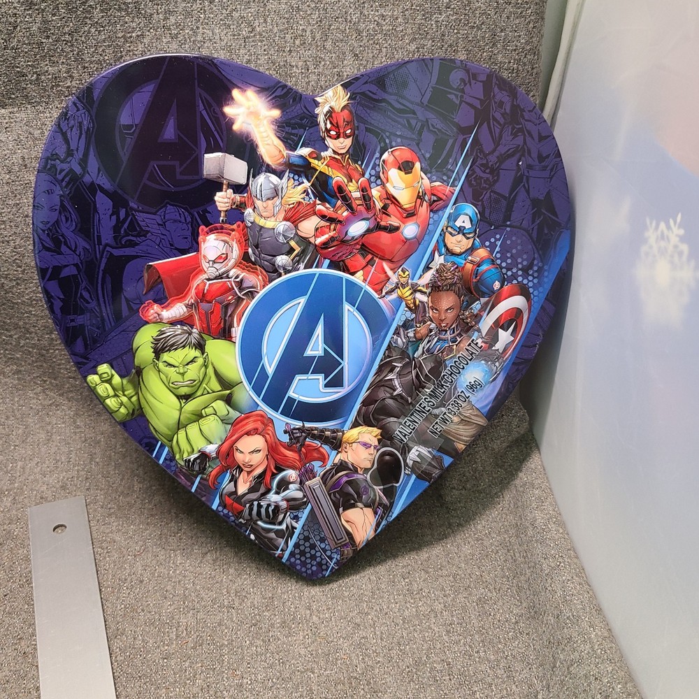 Marvel Avengers Metal Heart Candy Tin EMPTY Collectors Item