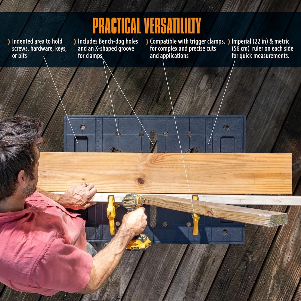 Versatile Heavy-Duty Folding Worktable - 34” W x 24” D, Quick Setup in 3 Seconds
