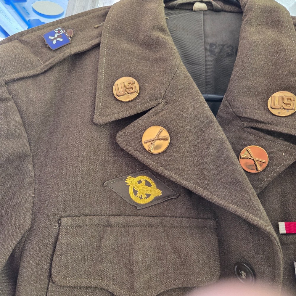 ORIGINAL WWII US ARMY M1944 AGSU CLASS A IKE JACKET 32D INFANTRY REGIMENT EUC