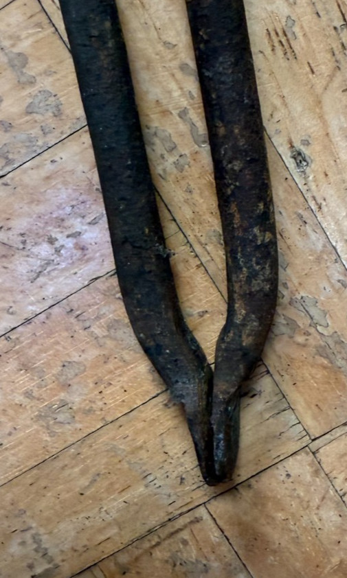 Vintage Fireplace Log Grabber Blacksmith Cast Iron 16.5" Long
