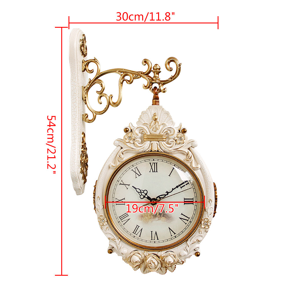 Double-Sided Wall Mounted Clock Accurate Pointer Clock Vintage Hanging Clock NEW