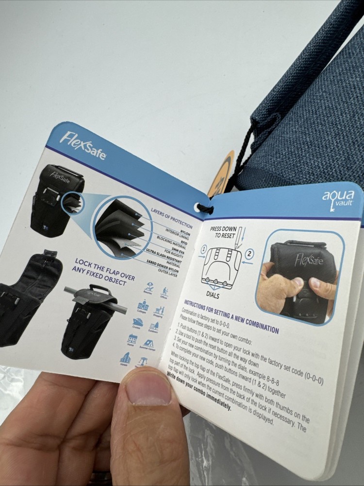 NEW FlexSafe Aqua Vault AntiTheft Portable Safe Slash Resistant Combination Lock