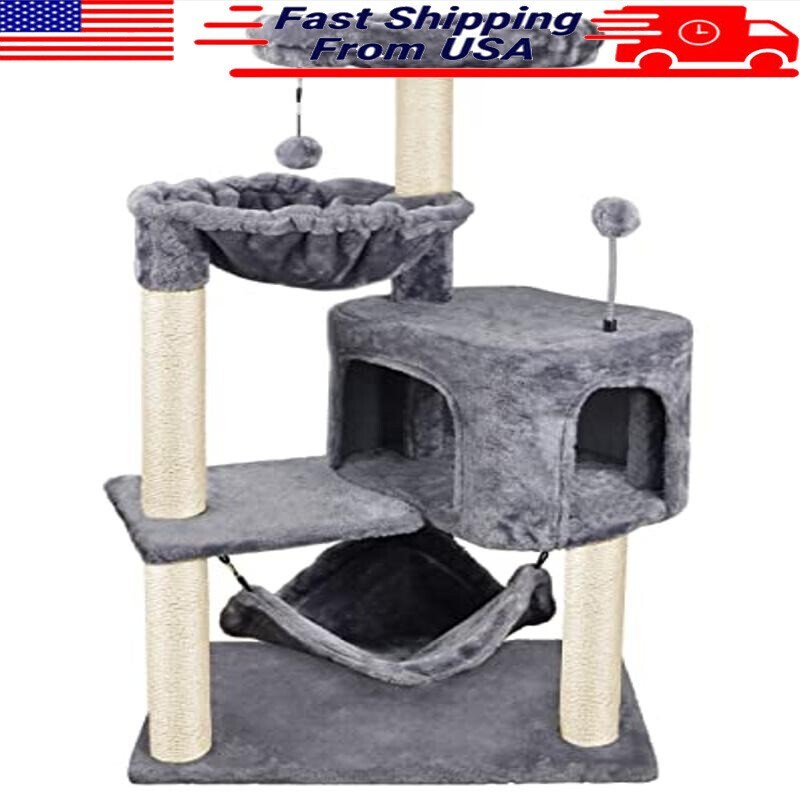 Cat Tree Condo Hammock Scratching Post Toy Bed Tower Medium Small Cats New