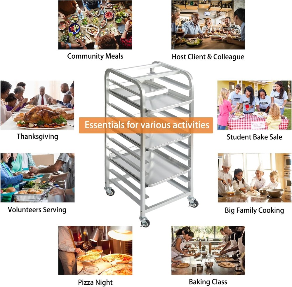 10-Tier Quarter & Half Sheet Pan Rack Bread Baking Speed Rack Cooling Bakery