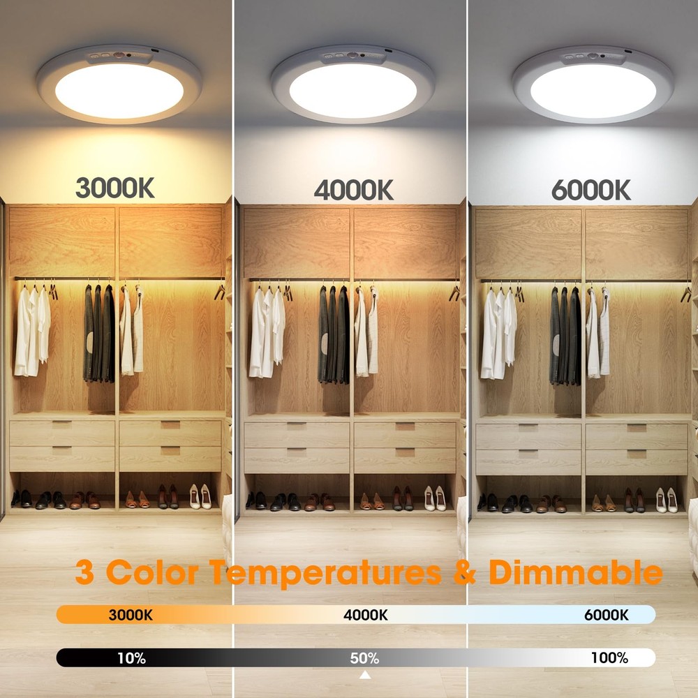 Rechargeable Motion Ceiling Light with Remote - Magnetic Wireless Ceiling Lig...