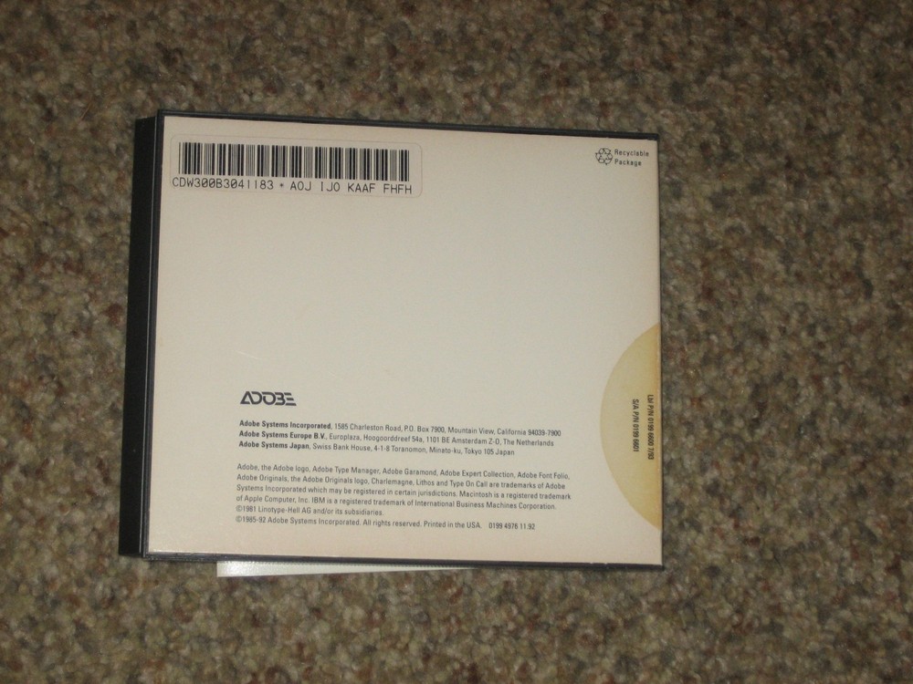 Adobe Type Library Disk & User Guide Type on Call 3.0 for Macintosh Version.