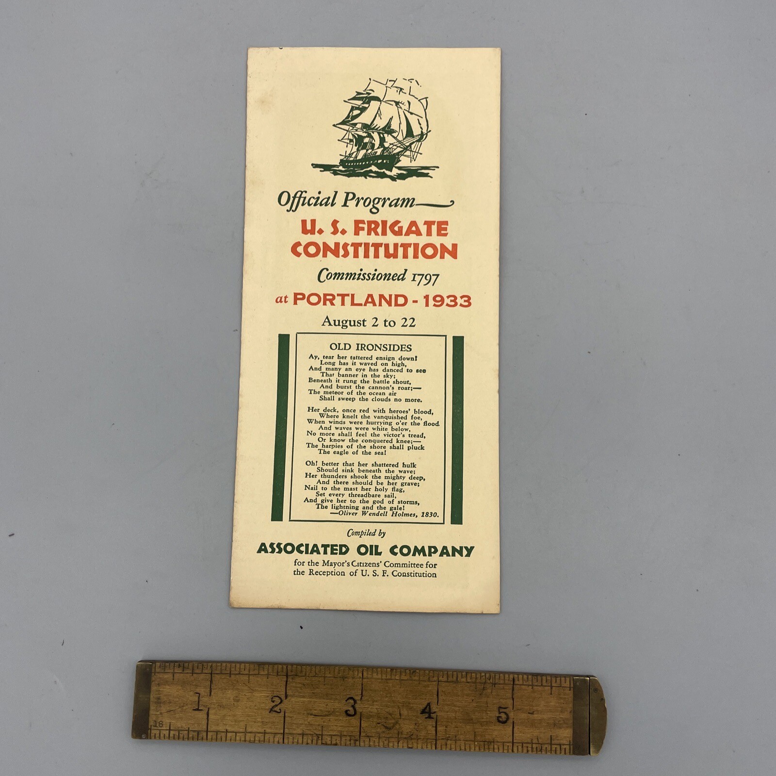 Associated Oil Company U.S. Frigate Constitution Old Ironsides At Portland 1933