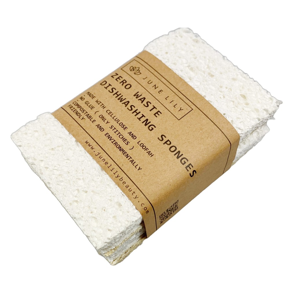JuneLily Natural Eco Friendly Kitchen Sponge Non-Scratch Scrubber Compostable