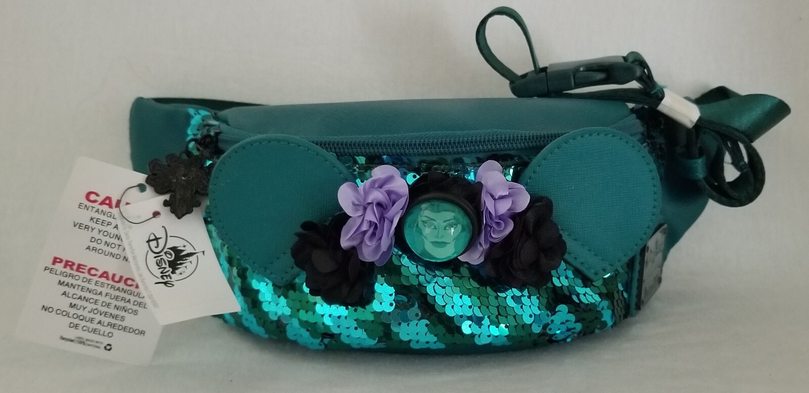Disney Parks Loungefly Haunted Mansion Madame Leota Fanny Pack Teal Blue Sequin