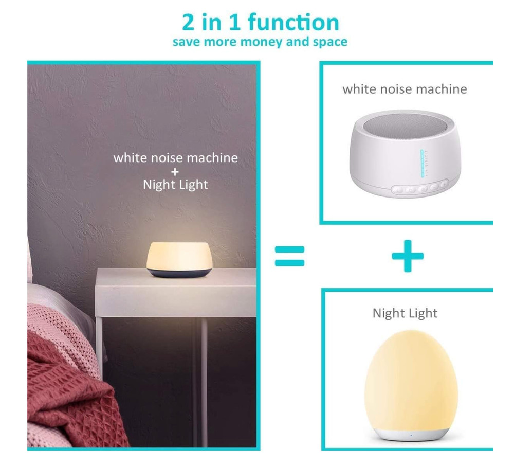 White Noise Machine Sleep Aid w/ 16 Sounds, Night Light, Timer, Touch Control